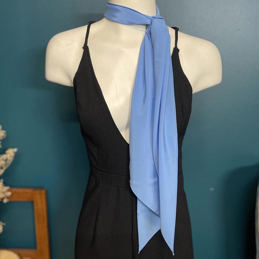 Vintage Satin Blue Neckerchief/Hair Scarf